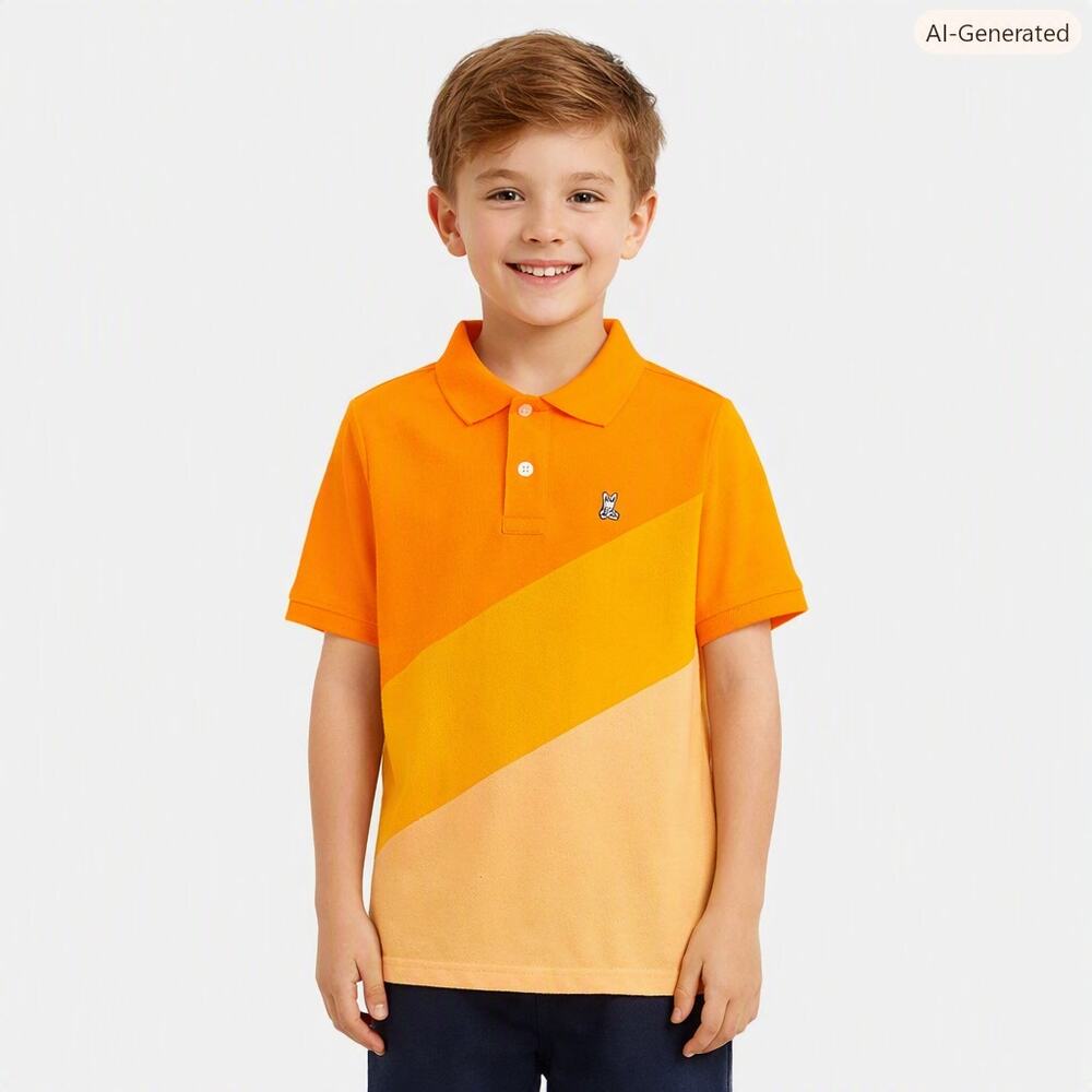 Psycho Bunny Orange Biscayne Printed Fashion Polo Neon Carrot Large